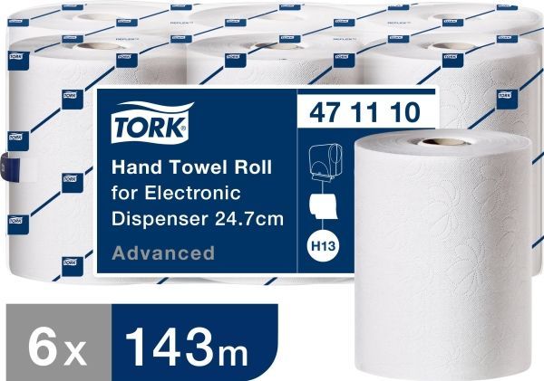 Käsipyyhe Tork H13 Advanced 2-kerroksinen valkoinen 143 m - elektroniseen annostelijaan - (6 rullaa laatikossa)
